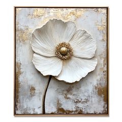 Quiet Bloom – Textured Floral Wall Art with Wabi-Sabi Influence hand-painted wall art