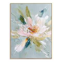 Aqua Petal Bloom – Textured Floral Wall Art hand-painted wall art