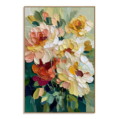 Buttercream Garden Bouquet – Textured Floral Wall Art hand-painted wall art
