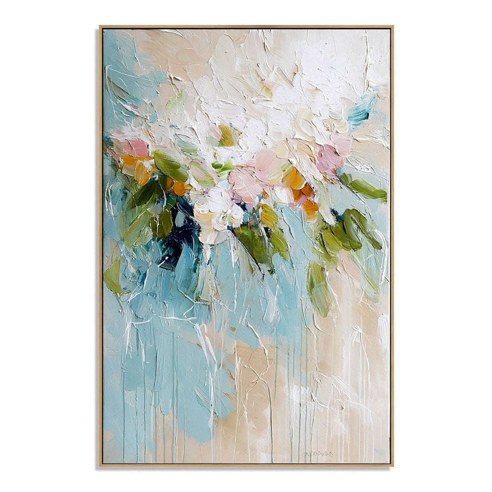Cloud White Bouquet – Textured Floral Wall Art hand-painted wall art