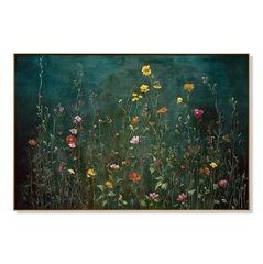Emerald Meadow Horizon Panoramic Floral Hand Painted Wildflower for Living Room – Landscape Wall Art hand-painted wall art