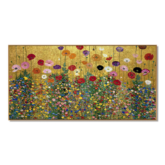 Golden Horizon Meadow – Art Nouveau Botanical Wall Art hand-painted wall art