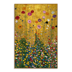 Golden Meadow Symphony – Art Nouveau Botanical Wall Art hand-painted wall art