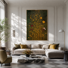 Golden Meadow Whispers – Art Nouveau Botanical Wall Art