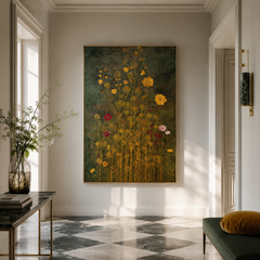 Golden Meadow Whispers – Art Nouveau Botanical Wall Art