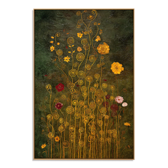 Golden Meadow Whispers – Art Nouveau Botanical Wall Art hand-painted wall art