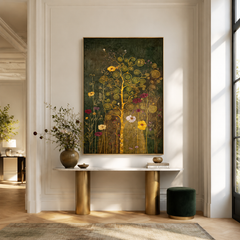 Golden Spiral Garden – Art Nouveau Botanical Wall Art