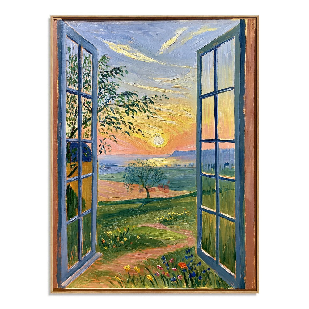 Golden Vista Window – Landscape Wall Art hand-painted wall art