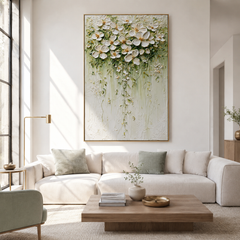 Ivory Blossom Cascade – Floral Wall Art