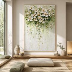 Ivory Blossom Cascade – Floral Wall Art