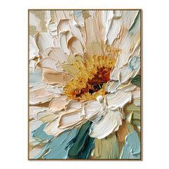 Ivory Garden Symphony – Textured Floral Wall Art hand-painted wall art
