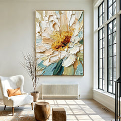 Ivory Garden Symphony – Textured Floral Wall Art