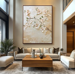 Magnolia Grace: Modern Minimalist Floral – Textured Floral Wall Art