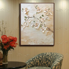 Magnolia Grace: Modern Minimalist Floral – Textured Floral Wall Art