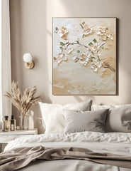 Magnolia Grace: Modern Minimalist Floral – Textured Floral Wall Art