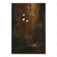 Nocturne Bloom – Botanical Textured Wall Art hand-painted wall art
