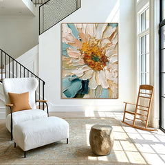 Ocean Bloom Reverie – Textured Floral Wall Art