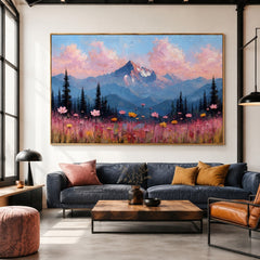 Rose Cloud Summit Meadow – Mountain Floral Landscape Wall Art