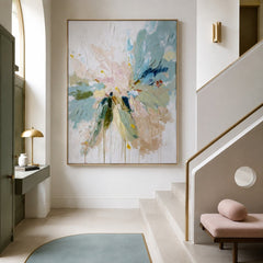 Seafoam Bloom Burst – Textured Floral Wall Art