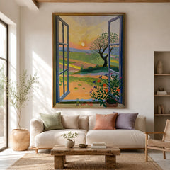 Sunset Window Meadow – Landscape Wall Art