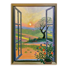 Sunset Window Meadow – Landscape Wall Art hand-painted wall art