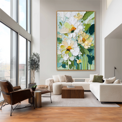 Morning Daisy Bloom – Textured Floral Oil Painting