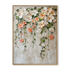 Falling Blossom Grace – Textured Floral Wall Art hand-painted wall art