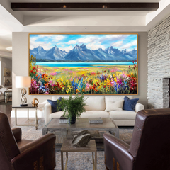 Wildflower Lake Mountain Landscape Wall Art