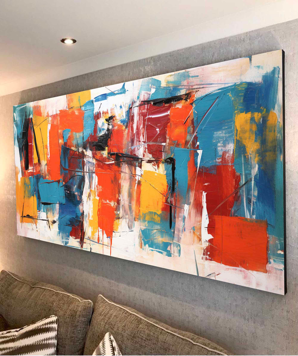 Bright Colorful Acrylic Painting Textured Original Oil Painting On Canvas  Large Modern Abstract Urban Living Room Wall Art