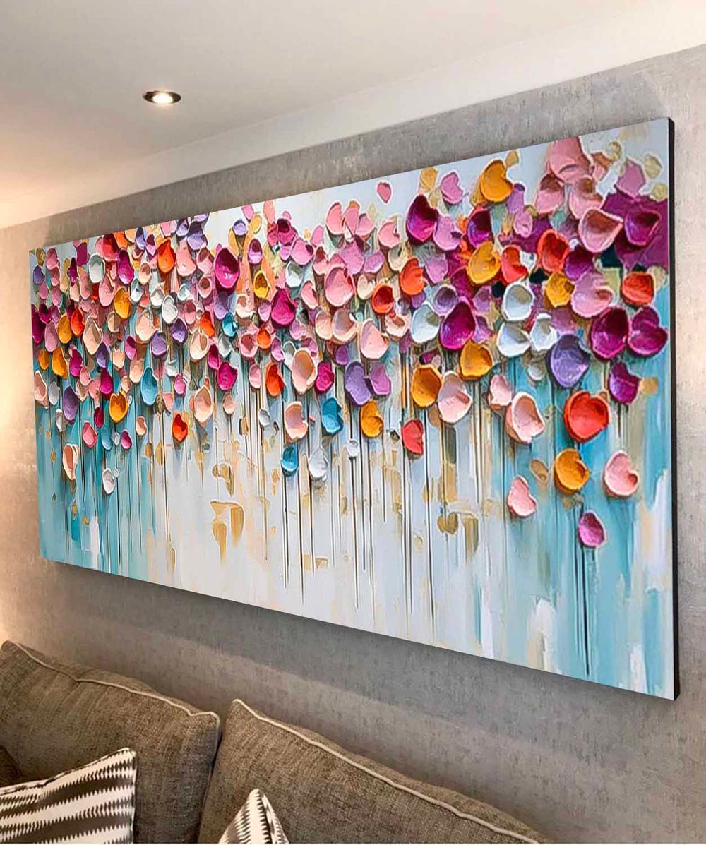 Large Acrylic Colorful Textured Flower picture Original Flowers Wall Art Modern Floral Painting On Canvas