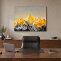 Pale Gray & Beige Palette-Knife Mountain Landscape Wall Art | LA028