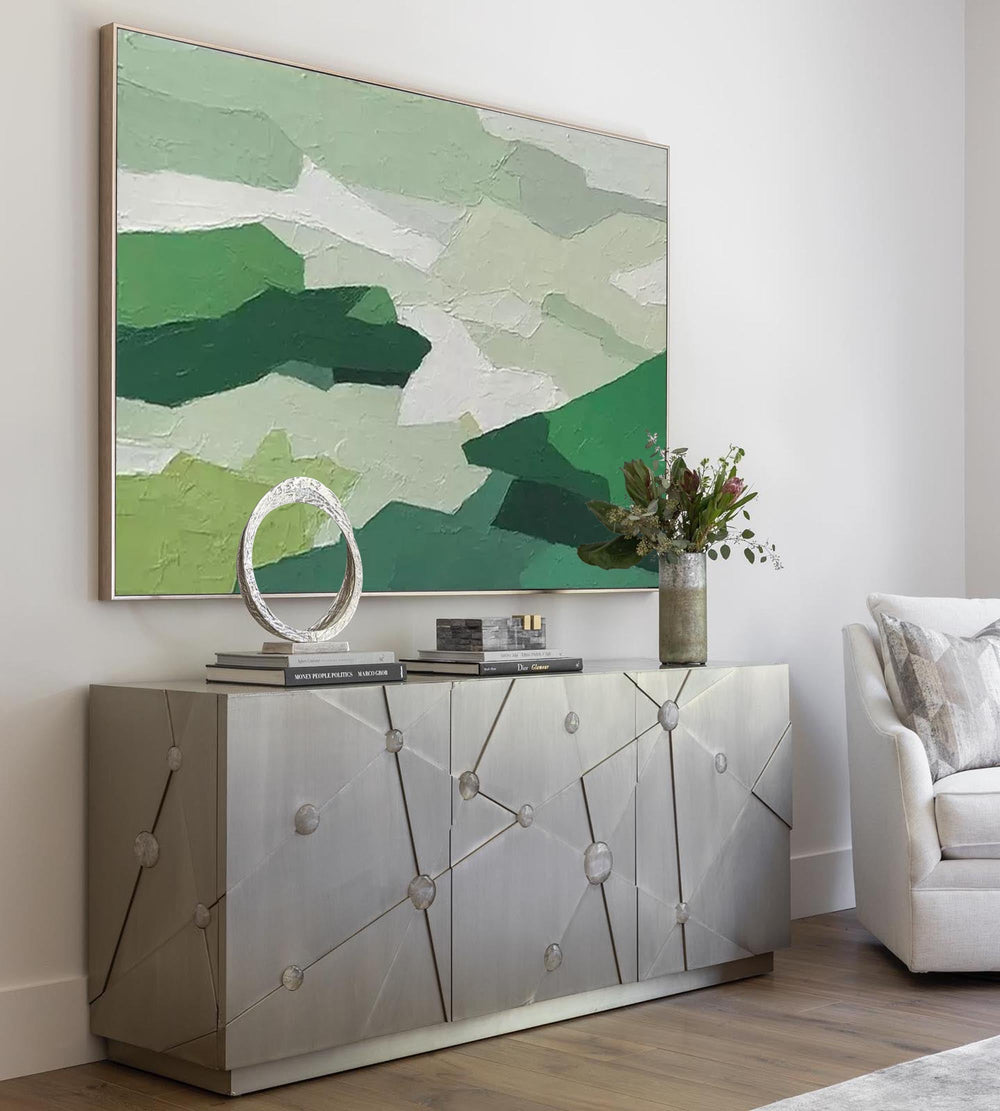 Large Green Abstract Oil Painting On Canvas Modern Acrylic Painting Original Wall Art Home Decoration