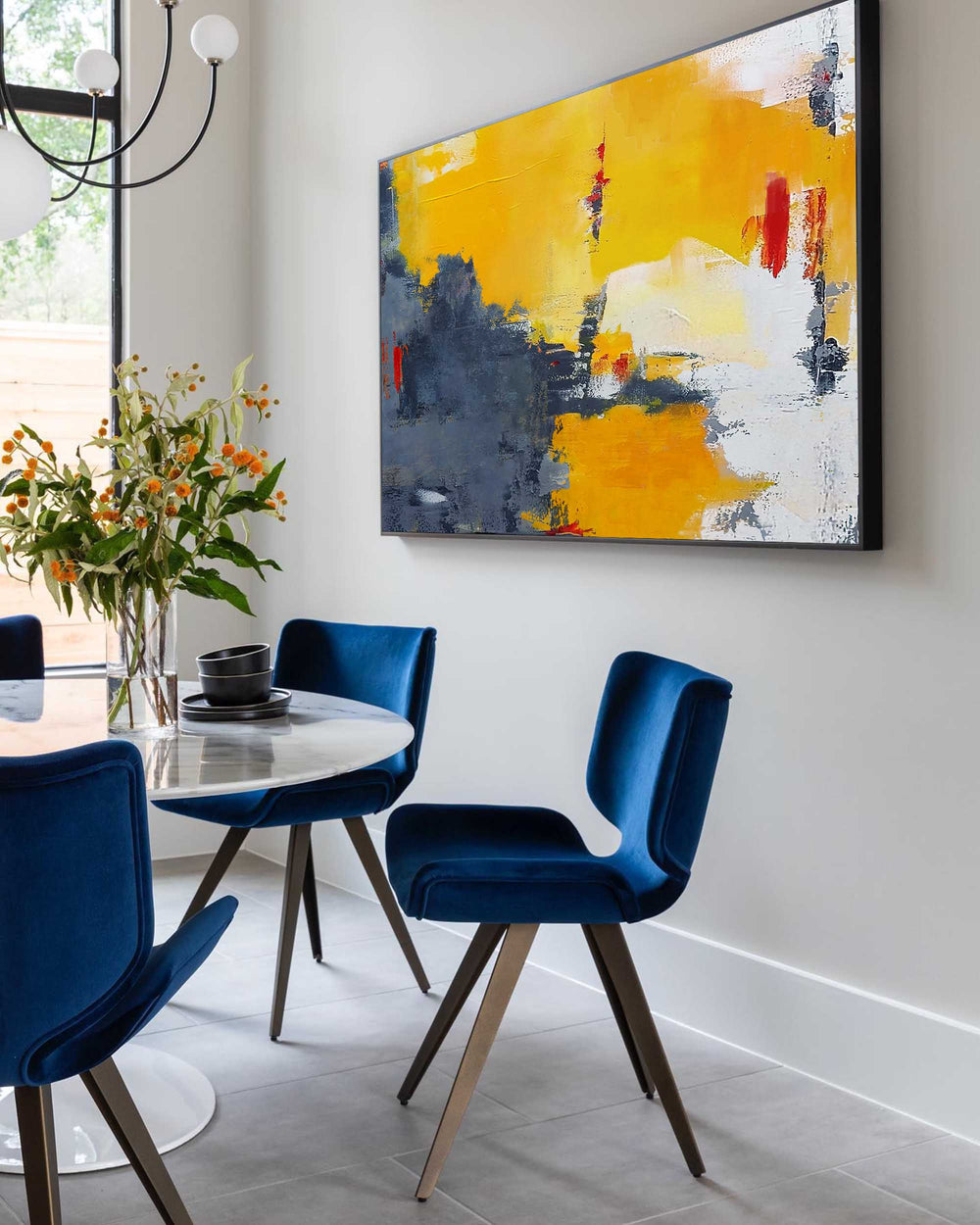 Modern Gray And Yellow Abstract Canvas Oil Painting Large Wall Texture Art Original Oil Painting Home Decoration