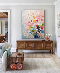 Modern Texture Wall Art Colorful Abstract Bouquet Oil Painting On Canvas Large Original Acrylic Painting For Living Room