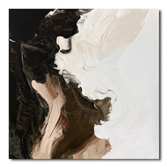 Earthbound Essence: Abstract Impasto Wall Art in Black, White & Brown – Modern Home Decor