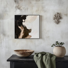 Earthbound Essence: Abstract Impasto Wall Art in Black, White & Brown – Modern Home Decor