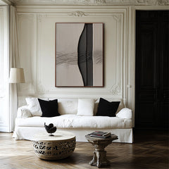 Split Texture Abstract Panel: Black Grey Abstract Modern Art for Stylish Living Spaces