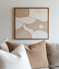 Serene Tides-Neutral Tones Textured Abstract Geometric Wall Art – Textured Seascape Wall Art