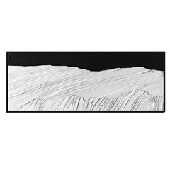 Monochrome Waves: Textured Black & White Abstract Landscape Art – Modern Minimalist Wall Decor