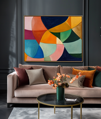 Vibrant Geometric Abstract Oil Painting – Bold Modern Art