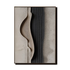 Curved Minimalism: Impasto Black Grey Abstract Art – Chic Wall Decor for Modern Homes