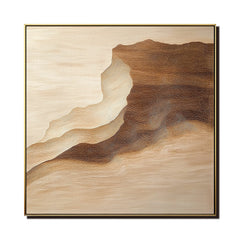 Earth's Embrace: Hand-Painted Abstract Landscape Art – Neutral Tones for Chic Brown Beige Wall Decor
