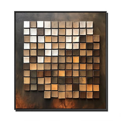 Earthy Gradient Grid: Modern Abstract 3D Square Wall Art – Brown and Gold Hues Accent Piece