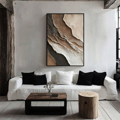 Earthly Currents – Wabi-Sabi Textured Abstract Oil Painting for Modern Decor