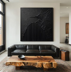 Eclipse Symphony: 3D Textured Black Abstract Art – Textured Abstract Wall Art