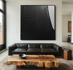 Edge of Obscurity: Black Textured Abstract Art – Textured Abstract Wall Art