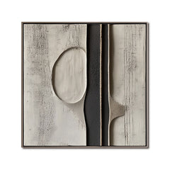 Ethereal Divide: 3D Textured Monochrome Abstract Art – Wabi-Sabi Textured Abstract Wall Art