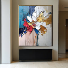 Floral Essence-Textured Abstract Floral Oil Painting for Modern Wall Decor