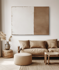 Balanced Simplicity: Wabi-Sabi Two-Tone Abstract Wall Art – Handmade Decorative Painting