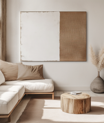 Balanced Simplicity: Wabi-Sabi Two-Tone Abstract Wall Art – Handmade Decorative Painting